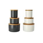 6 Pcs Set Kitchen Storage Jar with Bamboo Lid image number 1
