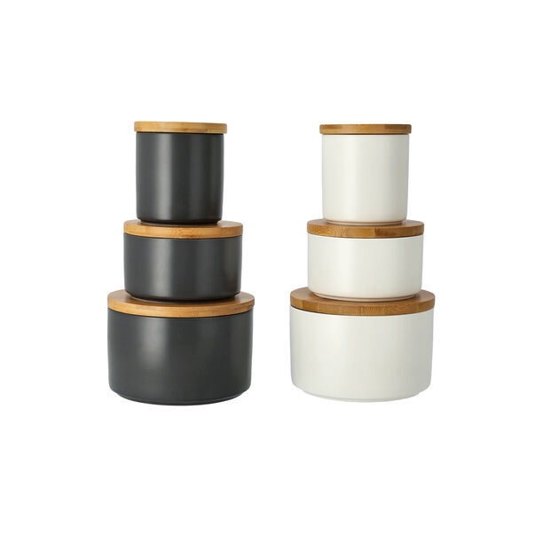 6 Pcs Set Kitchen Storage Jar with Bamboo Lid image number 1