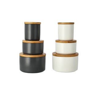 6 Pcs Set Kitchen Storage Jar with Bamboo Lid