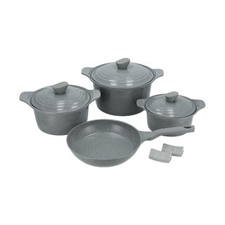 Alberto 7 Piece Ceramic Cookware Set Gray Marble Korean(20/24/28 24 cm)