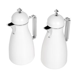 Dallaty 2 Pieces Plastic Vacuum Flask Koufa White & Silver 1L
