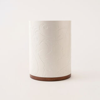 Bahja white wood trash bin 21*21*27 cm