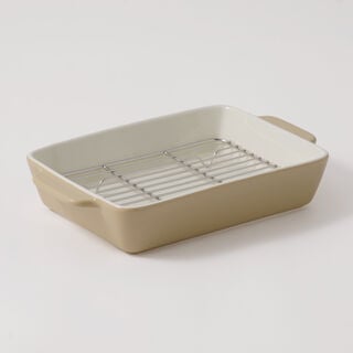 Alberto ceramic tray with metal grid 1250ml 27*16.8*5.3cm, beige