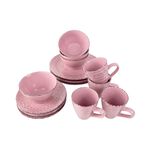 La Mesa 16 Pcs Dinner Set Serve 4 Embossed Pink image number 2