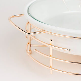Round Food Warmer With Candle Stand Silver 12"