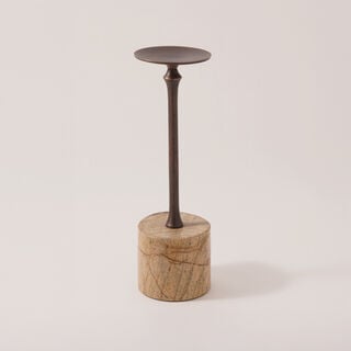 Homez metal and marble candle holder, brown 10*10*32.5 cm