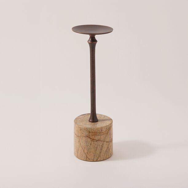 Homez metal and marble candle holder, brown 10*10*32.5 cm image number 0