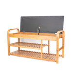 3 Tiers Bamboo/Mdf Shoes Bench ,Cushion  image number 1