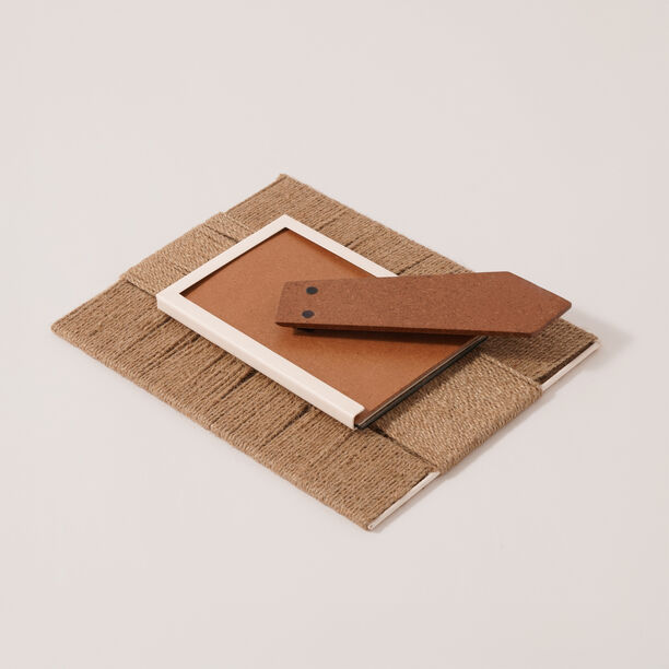 Homze metal and jute photo frame, beige 20*26*3.5 cm image number 3