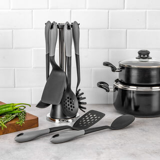 Alberto 6 piece cooking utensil set black and grey color