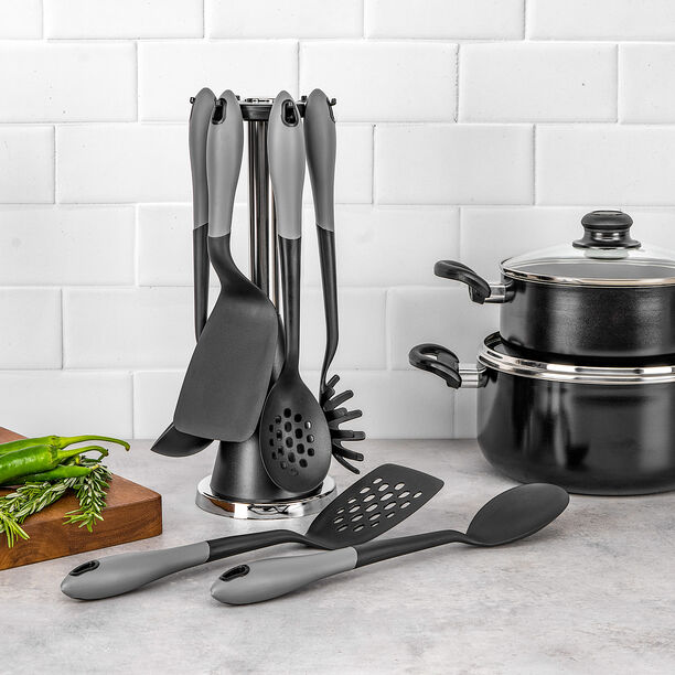 Alberto 6 piece cooking utensil set black and grey color image number 0