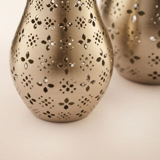 لوسيرنا فانوس رمضان من الستانلس ستيل باللون الفضي 20*20*34سم