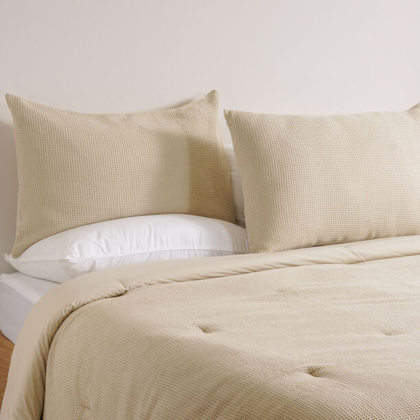Boutique blanche cotton waffle comforter set 3pcs king 240*220cm, beige image number 0