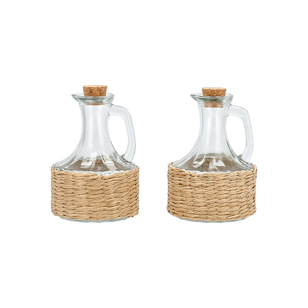 Alberto glass oil & vinegar with basket set 2pcs image number 0