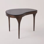 هومز طاولة جانبية معدنية بسطح زجاجي، أسود 63*44*45 سم image number 0