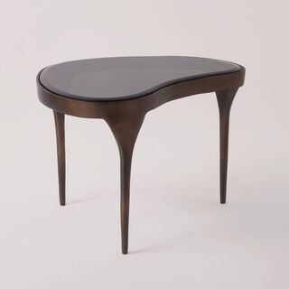 هومز طاولة جانبية معدنية بسطح زجاجي، أسود 63*44*45 سم