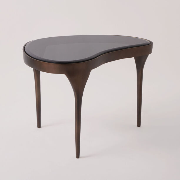 هومز طاولة جانبية معدنية بسطح زجاجي، أسود 63*44*45 سم image number 0