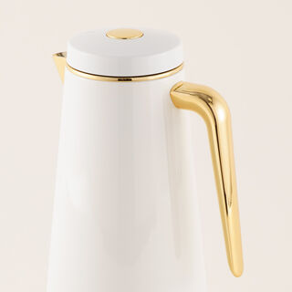 Dallaty Set of 2 Chrome Stainless Steel Thermos, Silver and Gold 1L and 1.3L