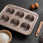 Alberto Non Stick 6 Cup Jumbo Muffin Pan, Gold Color  image number 3