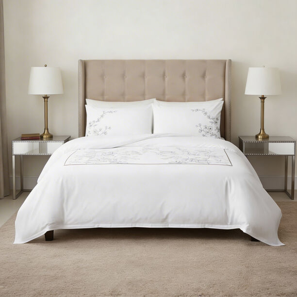 Cotton 4pc Duvet Set Queen 200X240 Floral Embroidery image number 0