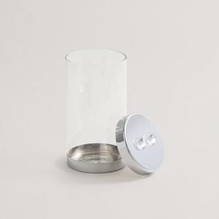 Alberto glass and metal canister, silver 11.3*11.3*23.5cm