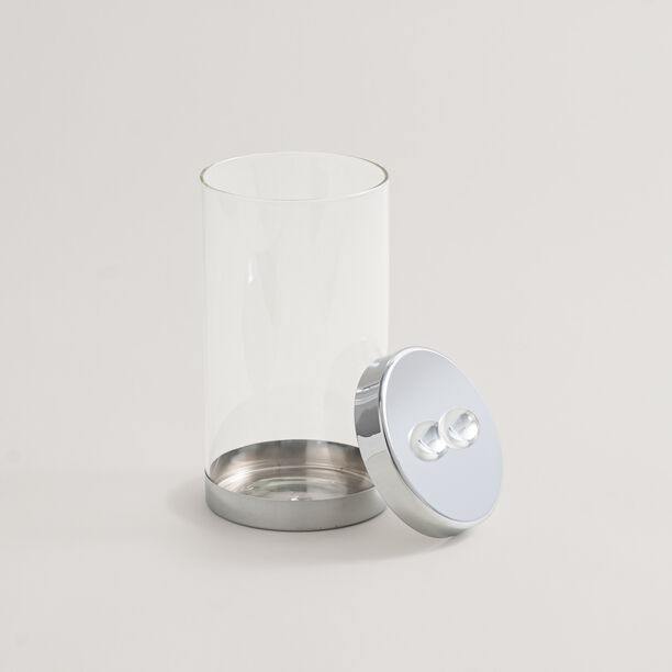 Alberto glass and metal canister, silver 11.3*11.3*23.5cm image number 2