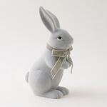 Homez Resin Flocked Rabbit With Ribbon, Grey 14.5*9.5*25 Cm image number 1