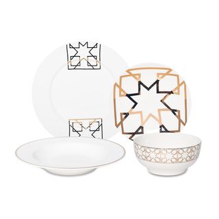 La Mesa Dinner Set 16 Pieces Gold Arabisque