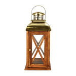 Wood and Steel Lantern 23*23*53 Cm image number 2