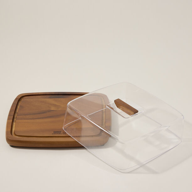 Billi wooden cheese board with acrylic lid 29.50*29.50 cm image number 2