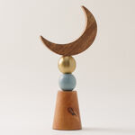 Homez wood Ramadan crescent moon with multicolor spherical base 36*15*7.5cm image number 0