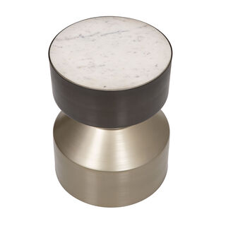 Zinc And Marble Side Table Light Zinc And Dark Zinc Finish 