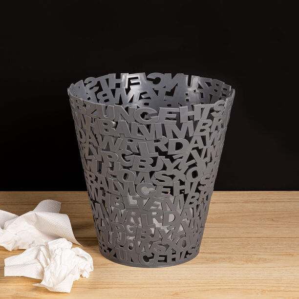 Plastic Waste Bin Alphabet Grey image number 1