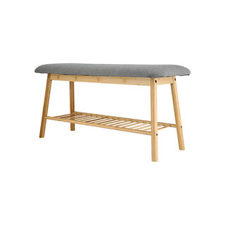 Bamboo And Fabric Bench 90X34X45 Cm