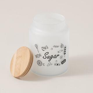 Heriven Glass Sugar Jar With Bamboo Lid 890Ml