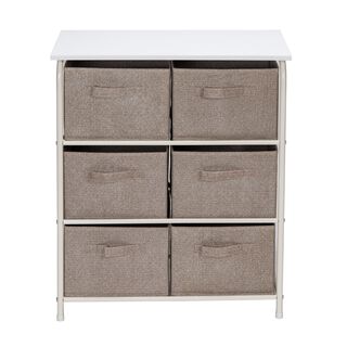 6 Drawer Storage Shelf Whole：60*30*73Cm, Drawer：26.8*26.8*20Cm Brown