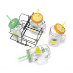 Alberto 4Pcs Glass Mug With Metal Holder V:450Ml Summer Design image number 2