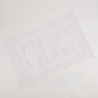 Boutique Blanche White Cotton Diamond Jacquard Bathmat, 60*90 Cm