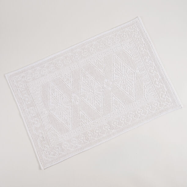 Boutique Blanche White Cotton Diamond Jacquard Bathmat, 60*90 Cm image number 3