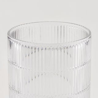 Homez silver ribbed glass waste bin 18*18*26 cm