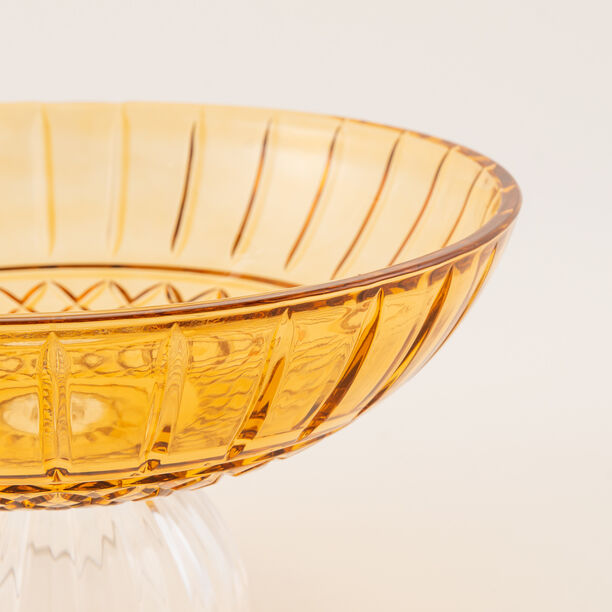 "هومز وعاء ديكور زجاج بشكل ماسة، عنبري داكن 29.4سم image number 3