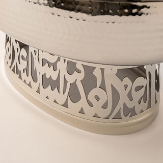 La Mesa silver oval food server with stand 38*28*30 Cm