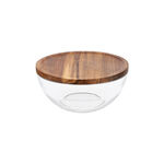 Glass Mixing Bowl With Wood Lid image number 1