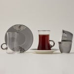 Dallaty grey porcelain and glass Tea and coffee cups set 18 pcs image number 0