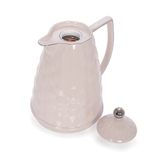 Dallaty Porcelain Vacuum Flask L:30Cm White Color With Silver Rim