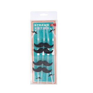 4 Pieces Plastic Straws With Black Mustache