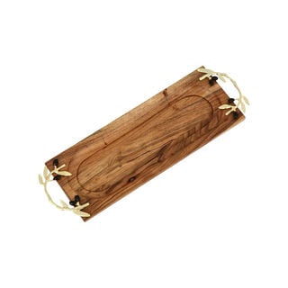 Wooden Rectangle Tray With Olive Handle Small 40Cm