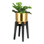 Planter Gold With Wood Stand Gold image number 1