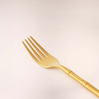 La Mesa gold bamboo pattern stainless steel cutlery set 20 pc