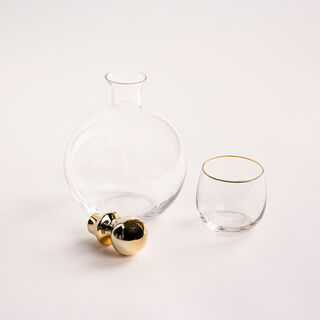 5 Pcs Round Decanter Set Gold Lid
